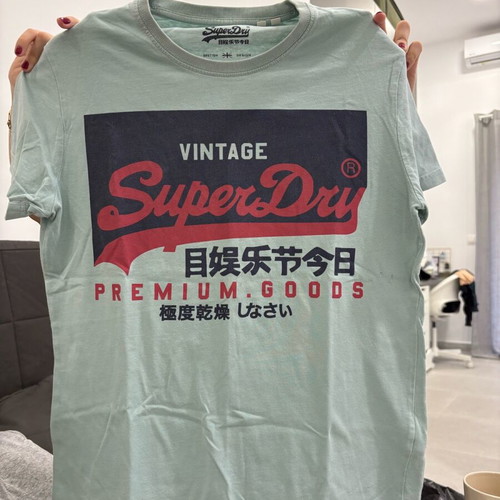 Superdry men's short-sleeve T-shirt S used, light turquoise