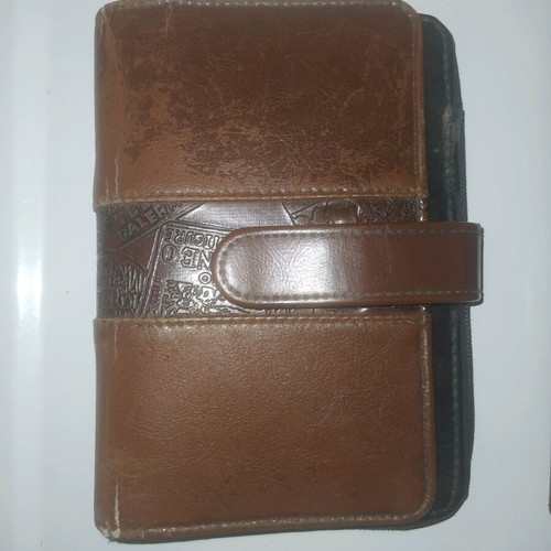 Leather cases for agenda and diary used, set of 2 pieces