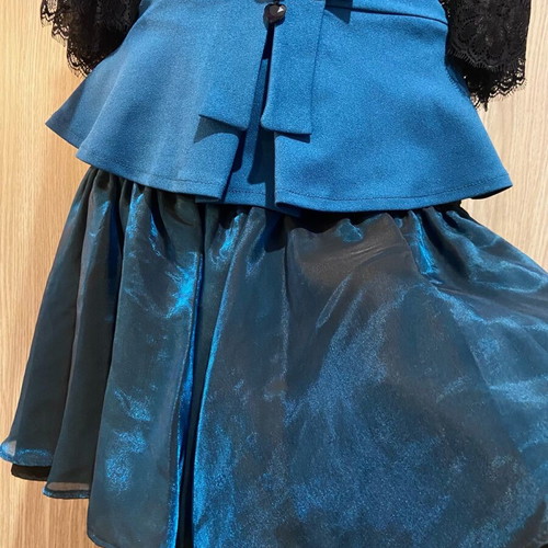 Gothic black petrol blouse and skirt set like new