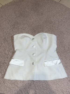 Zara White Fabric Strapless Top Like New