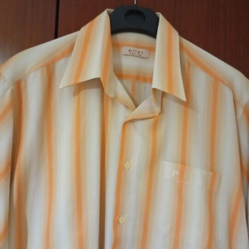 Men's short-sleeve shirt like new, beige and orange, XL