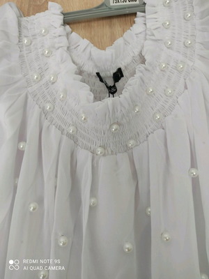 Formal blouse with pearls new, white