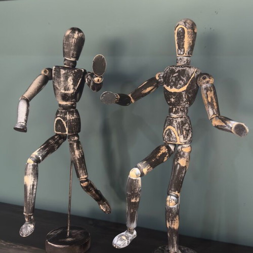 Handmade set of 2 mannequin figures hand-painted vintage style like new
