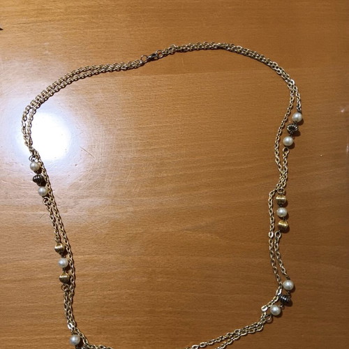 Fashion jewelry necklace new, gold-tone long with details