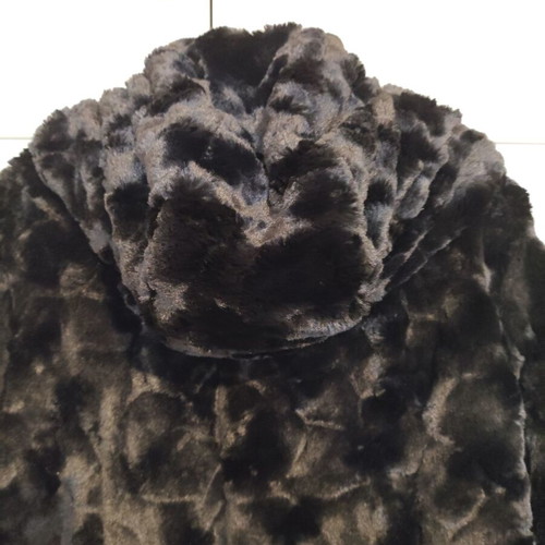 Celestino synthetic fur black XL like new with buttons and hood