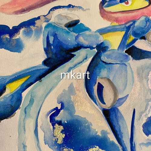 Pokemon Greninja Watercolour Painting 30x40cm New