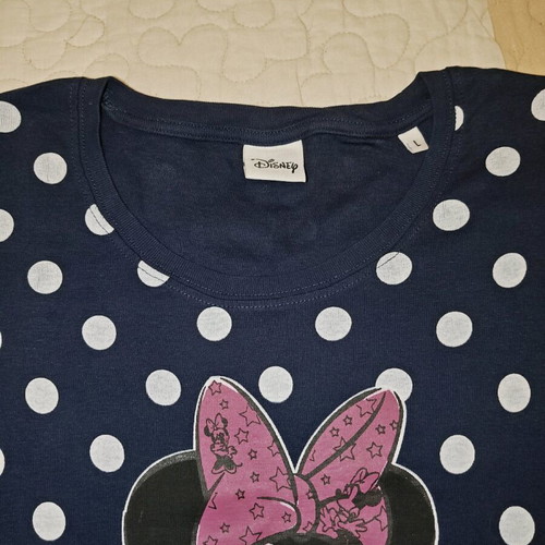 Disney women's short-sleeve T-shirt with Minnie print like new, white and blue, size L