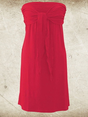 Αφόρετο Vamp βισκόζ strapless φόρεμα σε κόκκινο της φράουλας για τη θάλασσα