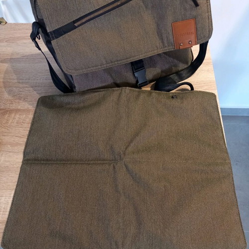 Baby stroller bag olive denim like new with pockets and changing mat