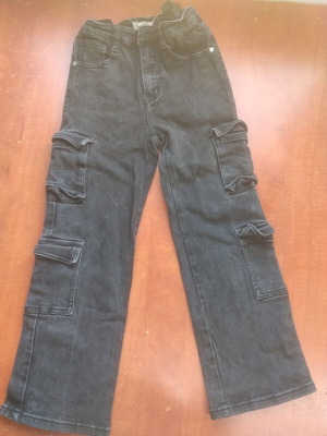 Jeans pants used with many pockets, black, size 140 cm