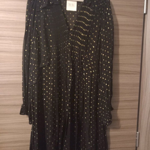 Nine by Savannah Miller black transparent dress new with gold dots