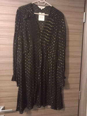 Nine by Savannah Miller black transparent dress new with gold dots