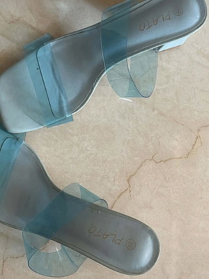 Mule blue used, low square heel, summer comfortable