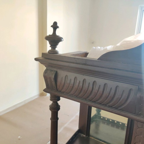 Cycladic furniture used, solid wood with carved details, two pieces