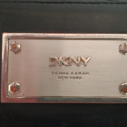 DKNY Large Leather Wallet used, black wristlet clutch