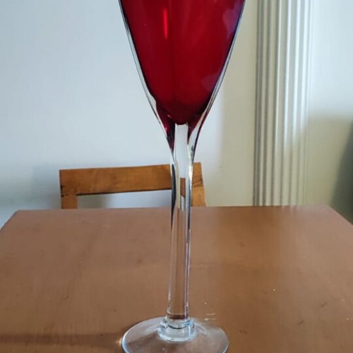 Red large glass with unique modern design