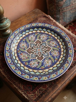 Turkish handmade plate used, 42 cm diameter