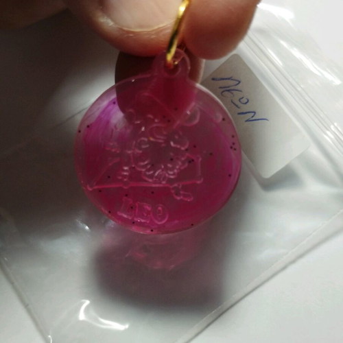 Handmade Zodiac Pendant with Resin and Gold Leaf Pink, new
