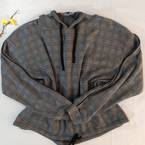 Love Me Checkered Hoodie Top Like New