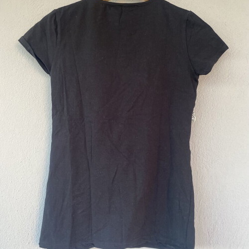 Black cotton blouse with silver zipper new, size M