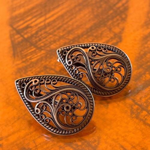 Silver Russian Filigree Earrings 925 stamped new