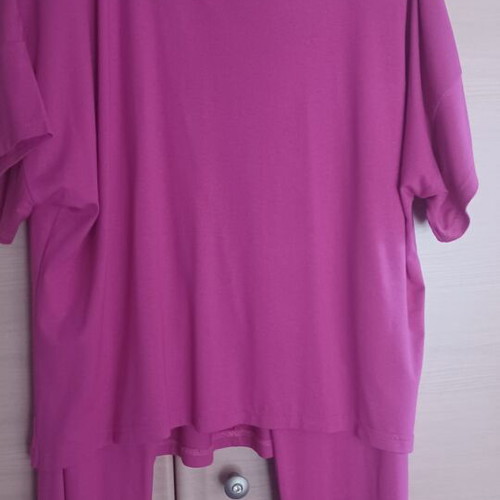 Set with pants and blouse new, magenta, airy fabric, size S-M