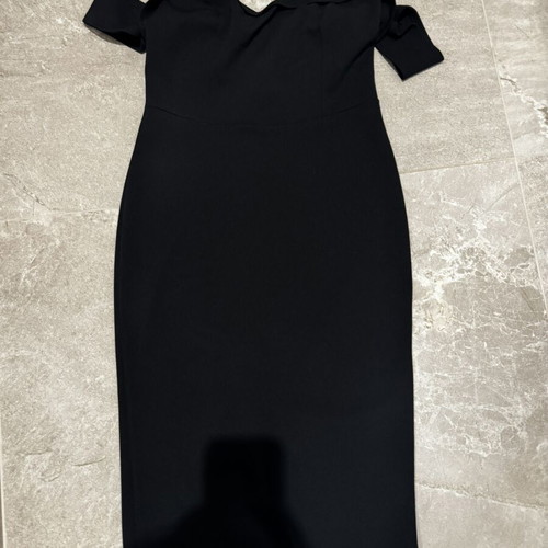 Black midi dress size M strapless with side sleeves like new