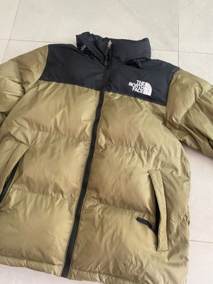 The North Face puffer jacket black and green, medium
