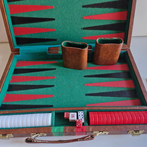 Backgammon in leather case used