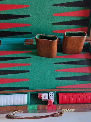 Backgammon in leather case used