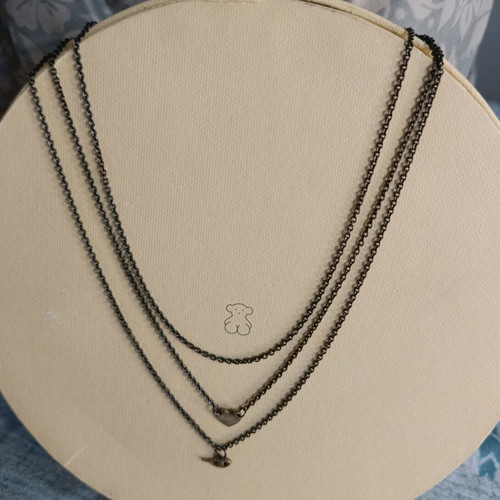 Jools triple silver necklace 925 with black rhodium and gold elements used