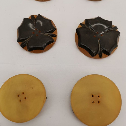 Black-yellow vintage celluloid buttons used, 1950s