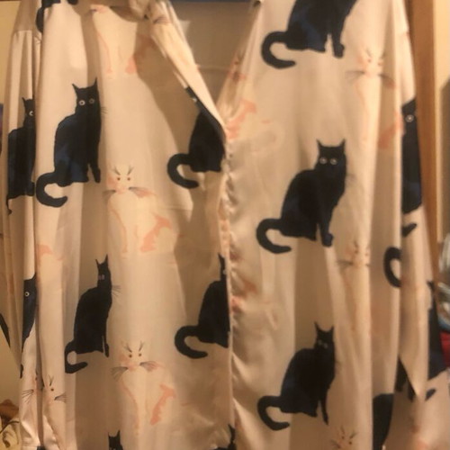 Women's shirt with cats satin fabric like new