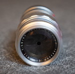 Leica 90mm f/2.8 Elmarit lens used, silver chrome, Leitz