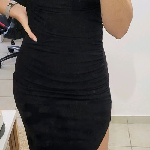 Zara black dress with slit and back opening, new
