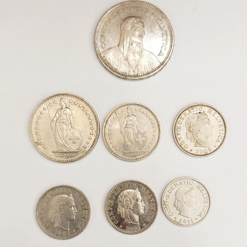 Swiss Coin Collection like new, pack of 7 Swiss francs