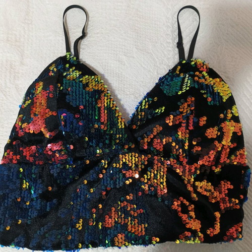 Sequin bustier top like new, size S, blue multicolor