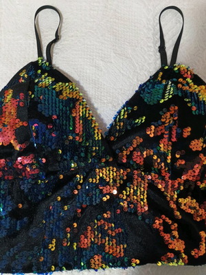 Sequin bustier top like new, size S, blue multicolor