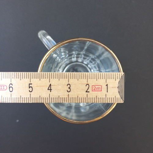 Set of 5 vintage shot glasses like new, glass with gold detail