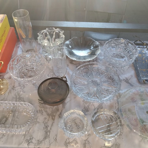 Crystal fruit bowls, vases, ashtrays used, set