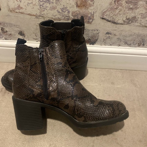 Pesaro women's leather boots new, snake print, brown, size 38