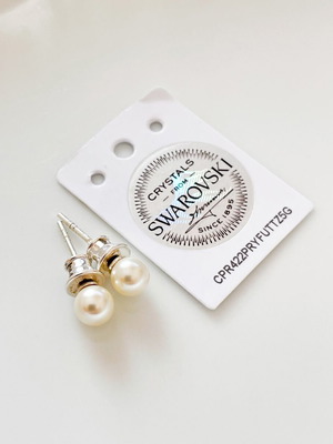 Σκουλαρίκια Swarovski με κρεμ πέρλες 5 mm, ασήμι 925