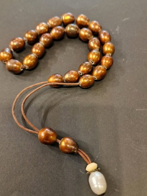 Worry beads new from pearls, 25 beads 10×12mm