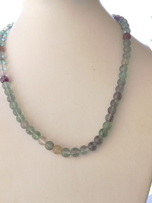 Fluorite Necklace with Silver 925 Clasp, New