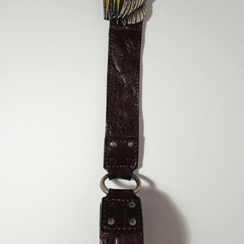 Hugo Boss leather men's belt with metal buckle 100cm used, brown