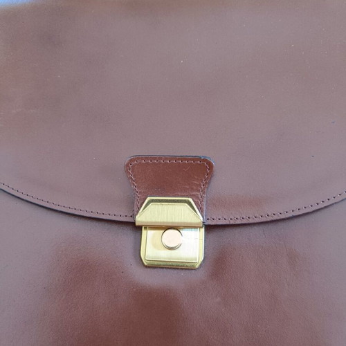 Leather professional shoulder bag brown like new with gold details