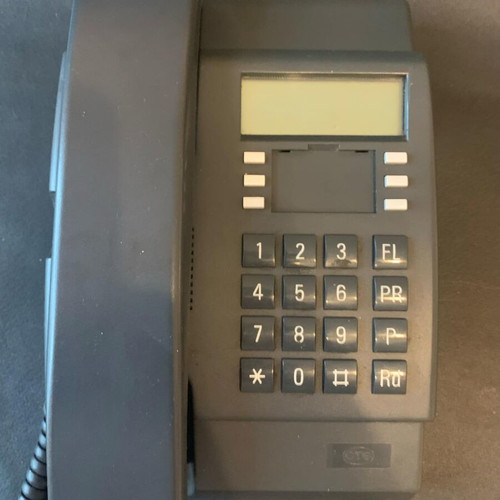 Wired phone used, gray, with non-working screen