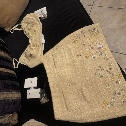 Elisabetta Franchi set skirt and top new, beige