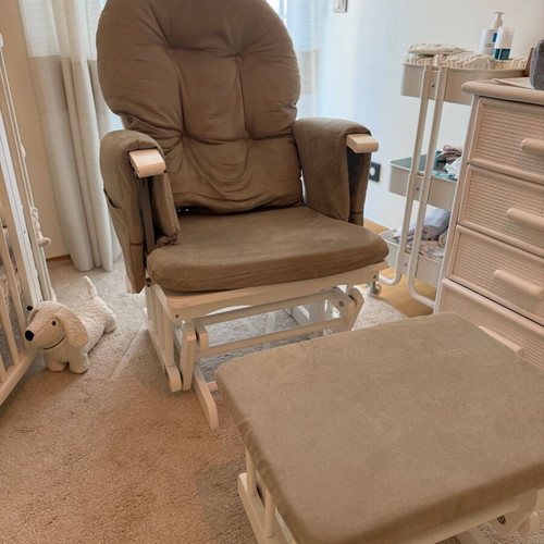 White-Grey Nursing Glider Chair with Stool