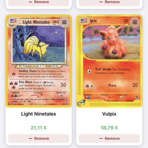 Pokemon cards used, rare set of 2
